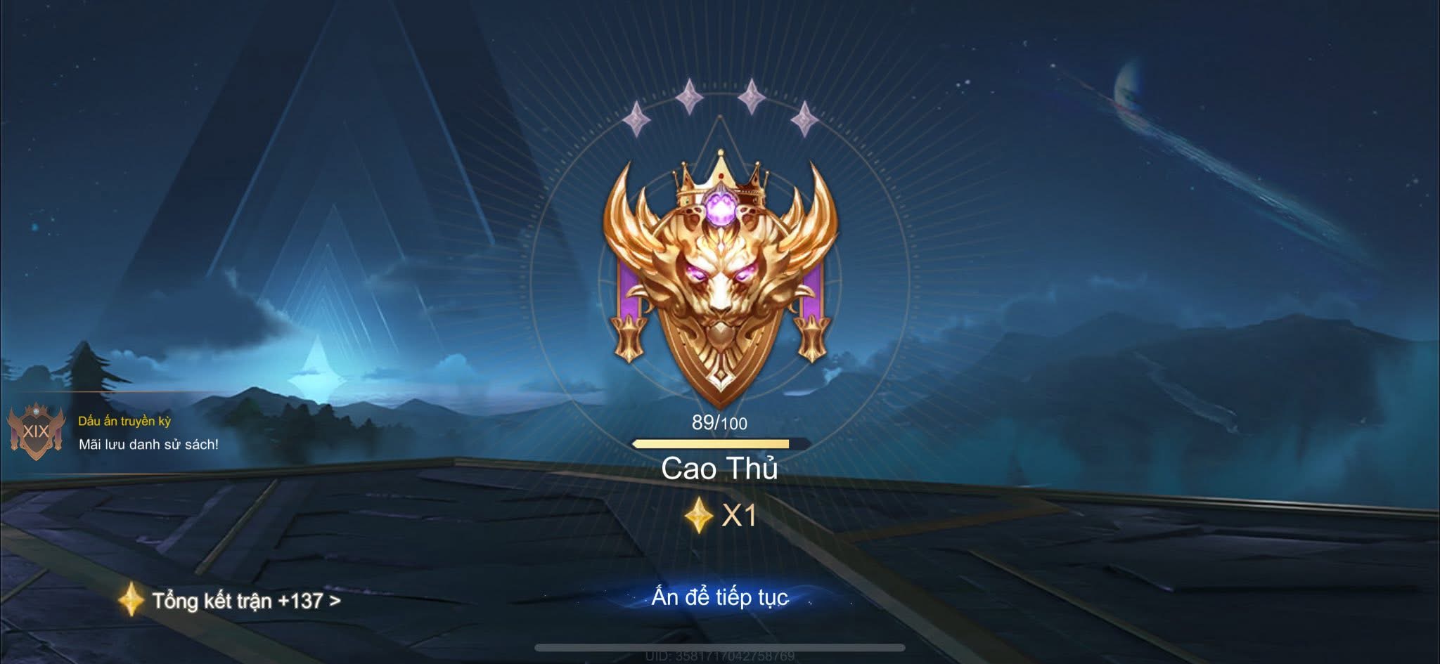 Cày Rank Cao Thủ   (1 Sao) Liên Hệ Zl 0932588067